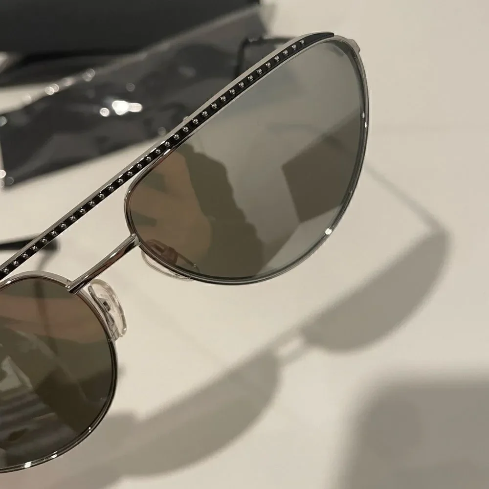 NIB Silver Mirror Cateye Moschino Sunglasses